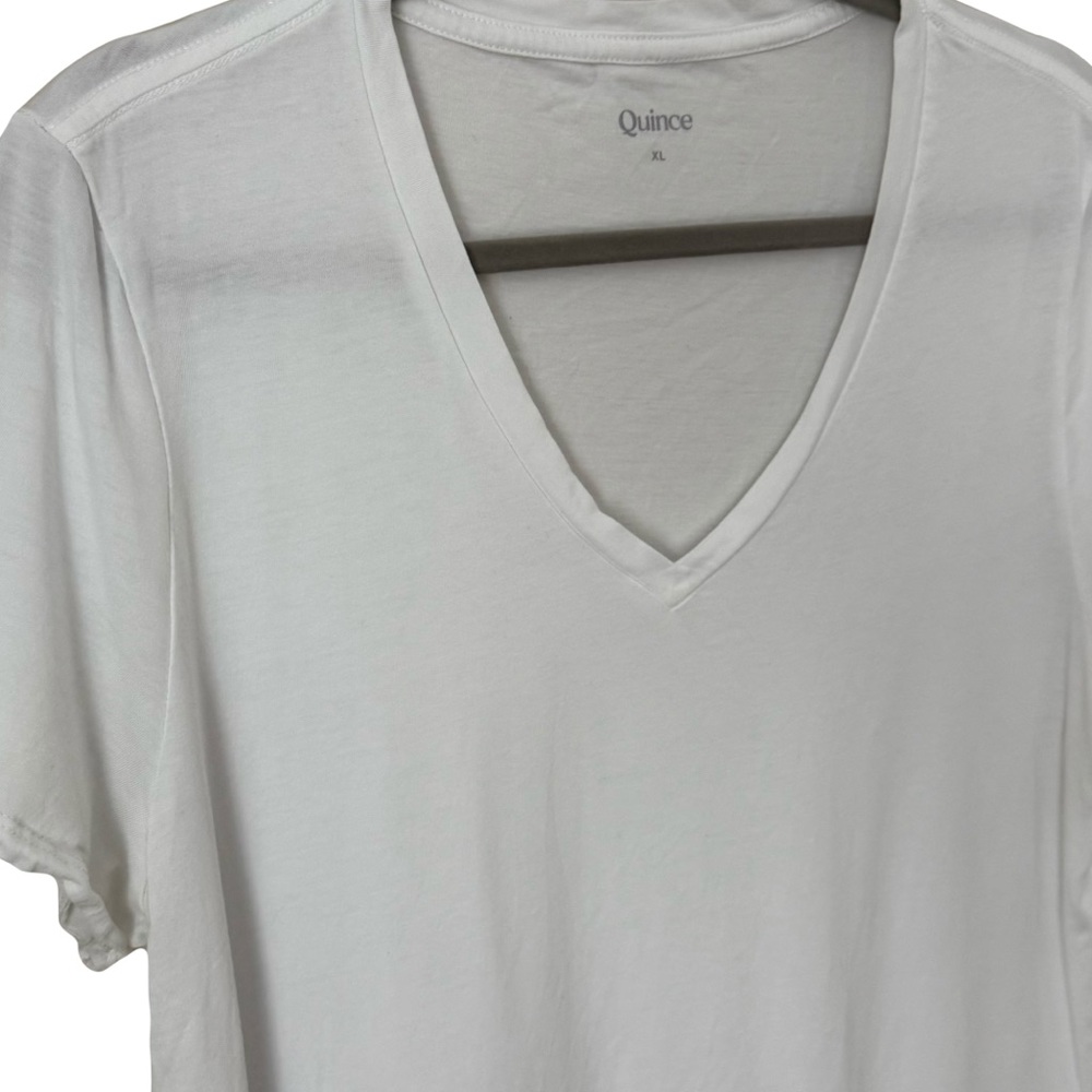 Quince Soft White Classic Basic Minimalist V-Neck‎ T-Shirt X-Large - Picture 4 of 7